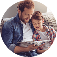 Father reading with son